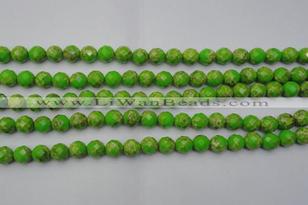 CDE2182 15.5 inches 10mm faceted round dyed sea sediment jasper beads