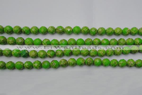 CDE2183 15.5 inches 12mm faceted round dyed sea sediment jasper beads