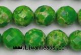 CDE2194 15.5 inches 14mm faceted round dyed sea sediment jasper beads