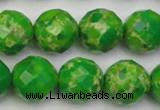 CDE2195 15.5 inches 16mm faceted round dyed sea sediment jasper beads