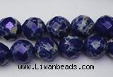 CDE2213 15.5 inches 12mm faceted round dyed sea sediment jasper beads