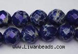 CDE2214 15.5 inches 14mm faceted round dyed sea sediment jasper beads