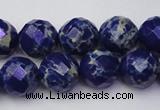 CDE2215 15.5 inches 16mm faceted round dyed sea sediment jasper beads