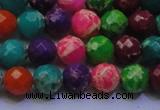 CDE2696 8mm faceted round mixed color sea sediment jasper beads