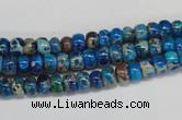 CDE274 15.5 inches 4*6mm rondelle dyed sea sediment jasper beads