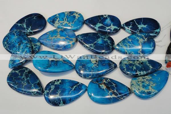 CDE328 15.5 inches 30*50mm flat teardrop dyed sea sediment jasper beads