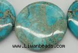 CDE353 15.5 inches 45mm flat round dyed sea sediment jasper beads