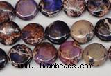 CDE406 15.5 inches 12mm flat round dyed sea sediment jasper beads