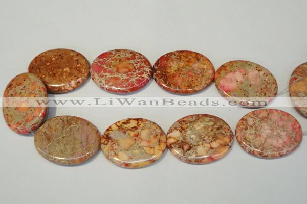 CDE537 15.5 inches 35*45mm oval dyed sea sediment jasper beads