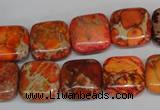 CDE540 15.5 inches 14*14mm square dyed sea sediment jasper beads