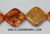 CDE547 15.5 inches 20*20mm diamond dyed sea sediment jasper beads