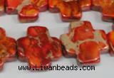 CDE563 15.5 inches 20*20mm cross dyed sea sediment jasper beads