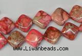 CDE568 15.5 inches 10*10mm diamond dyed sea sediment jasper beads