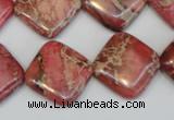 CDE570 15.5 inches 18*18mm diamond dyed sea sediment jasper beads