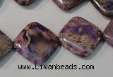 CDE720 15.5 inches 18*18mm diamond dyed sea sediment jasper beads