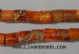 CDE737 15.5 inches 8*8mm tube dyed sea sediment jasper beads