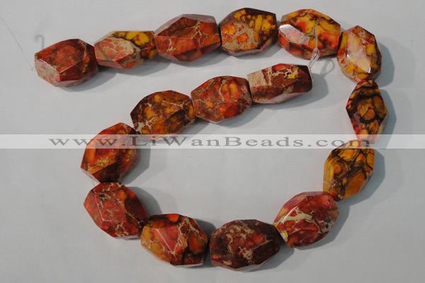 CDE748 15.5 inches 18*25mm faceted nuggets dyed sea sediment jasper beads