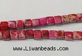 CDE780 15.5 inches 5*5mm cube dyed sea sediment jasper beads