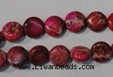 CDE785 15.5 inches 10mm flat round dyed sea sediment jasper beads