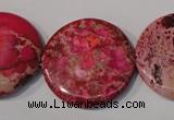 CDE788 15.5 inches 30mm flat round dyed sea sediment jasper beads