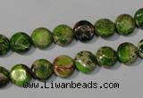 CDE935 15.5 inches 8mm flat round dyed sea sediment jasper beads