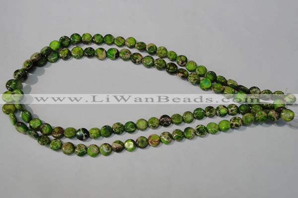 CDE935 15.5 inches 8mm flat round dyed sea sediment jasper beads