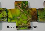 CDE954 15.5 inches 45*45mm cross dyed sea sediment jasper beads