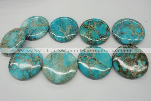 CDI353 15.5 inches 45mm flat round dyed imperial jasper beads