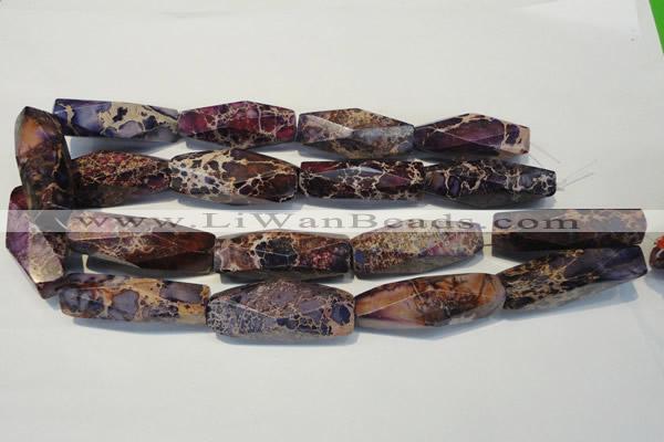 CDI388 15.5 inches 14*44mm faceted rice dyed imperial jasper beads