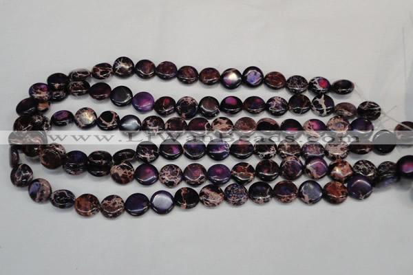 CDI398 15.5 inches 12mm flat round dyed imperial jasper beads