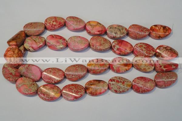 CDI575 15.5 inches 18*25mm twisted oval dyed imperial jasper beads