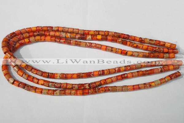 CDI735 15.5 inches 6*6mm tube dyed imperial jasper beads