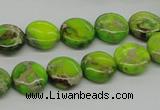 CDI91 16 inches 12mm flat round dyed imperial jasper beads wholesale