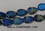 CDI915 15.5 inches 9*13mm flat teardrop dyed imperial jasper beads