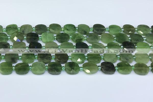 CDJ411 15.5 inches 10mm faceted square Canadian jade beads