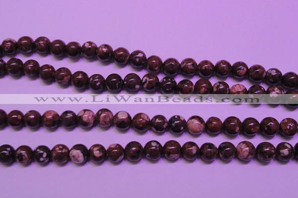 CDM52 15 inches 8mm round strawberry dalmatian jasper beads