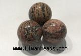 CDN1130 30mm round leopard skin jasper decorations wholesale