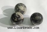 CDN1143 30mm round silver leaf jasper decorations wholesale