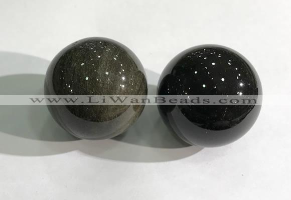 CDN1240 40mm round golden obsidian decorations wholesale