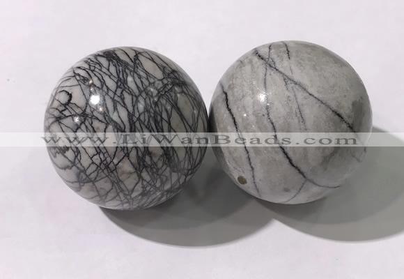 CDN1295 40mm round net jasper decorations wholesale