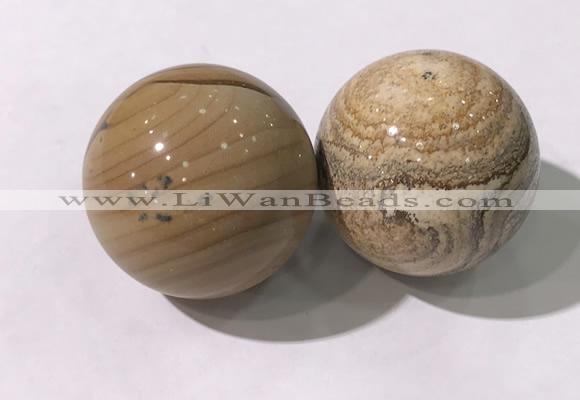 CDN1298 40mm round picture jasper decorations wholesale