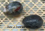 CDN360 35*50mm egg-shaped blood jasper decorations wholesale