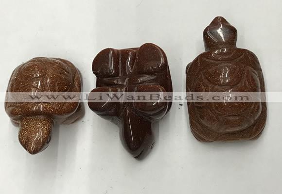 CDN439 28*45*22mm turtle goldstone decorations wholesale