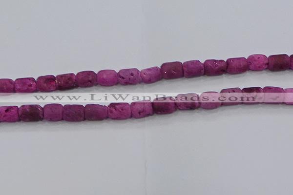 CDQ604 8 inches 6*8mm drum druzy quartz beads wholesale