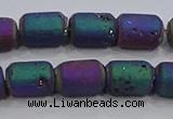 CDQ614 8 inches 6*8mm drum druzy quartz beads wholesale