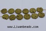 CDQ676 8 inches 30mm flat round druzy quartz beads wholesale