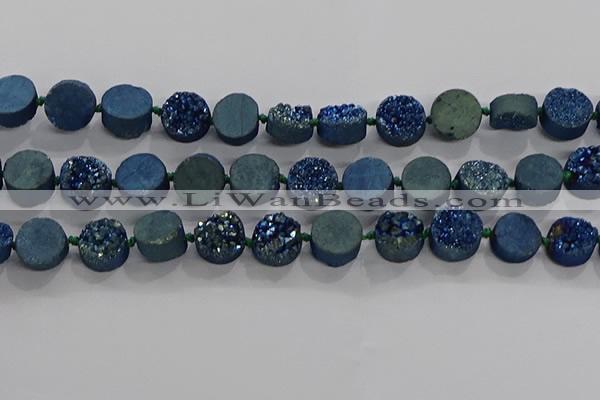 CDQ704 8 inches 12mm coin druzy quartz beads wholesale