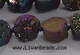 CDQ705 8 inches 12mm coin druzy quartz beads wholesale