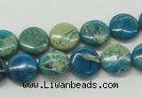 CDS11 16 inches 12mm flat round dyed serpentine jasper beads wholesale