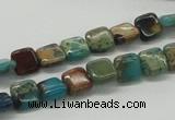 CDS19 16 inches 8*8mm square dyed serpentine jasper beads wholesale